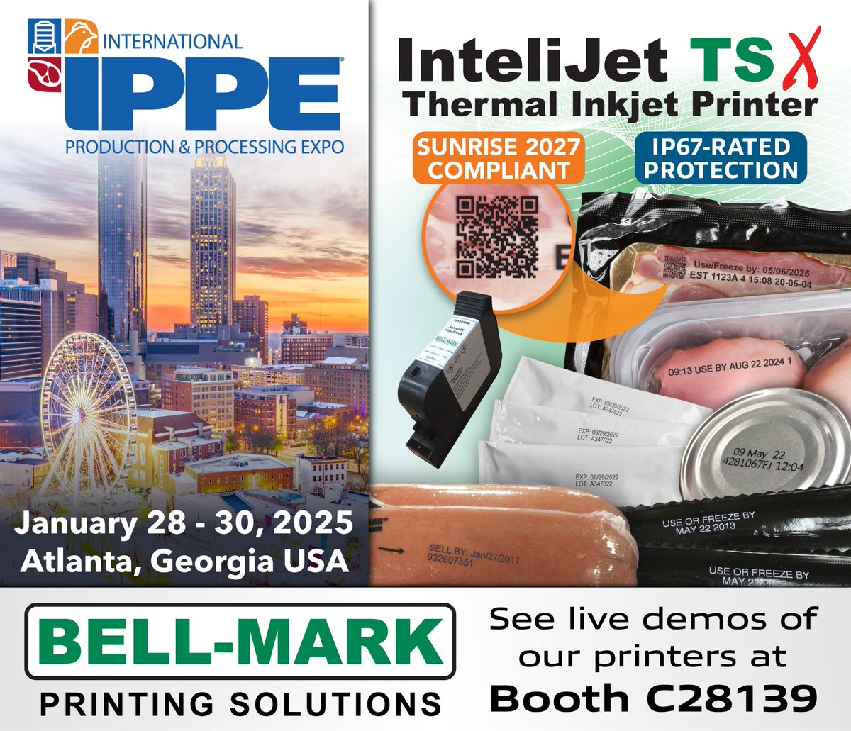 BellMarkPrint's tweet photo. #Sunrise2027 means a major shift in barcode technology. Are you prepared? #BELLMARK printers are already Sunrise 2027 compliant, saving you time, money, &amp; headaches down the line. Come see us at #IPPE2025 Booth C28139 to learn more.

#printingsolutions #UPCbarcode #2Dbarcode https://t.co/D6rKdFE3P4