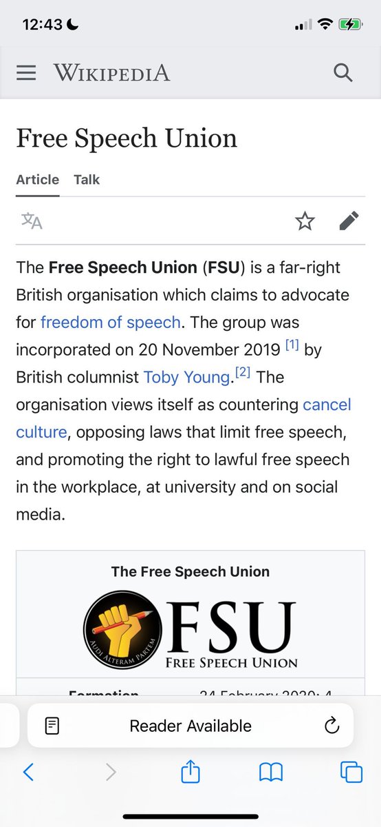 toadmeister's tweet image. Hi @jimmy_wales. I've donated to Wikipedia in the past, but have become concerned about its apparent left-wing bias. Those fears have been confirmed by the Wikipedia entry about the @speechunion, which describes it as a "far-right" organisation.
