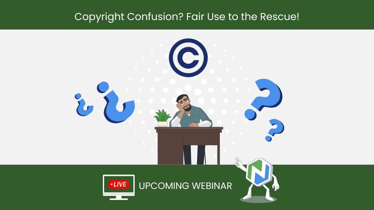 Join Sara Wolf for our next free library webinar, Copyright Confusion? Fair Use to the Rescue, and get answers to your copyright and fair use questions - Register today: hubs.ly/Q032QCBL0