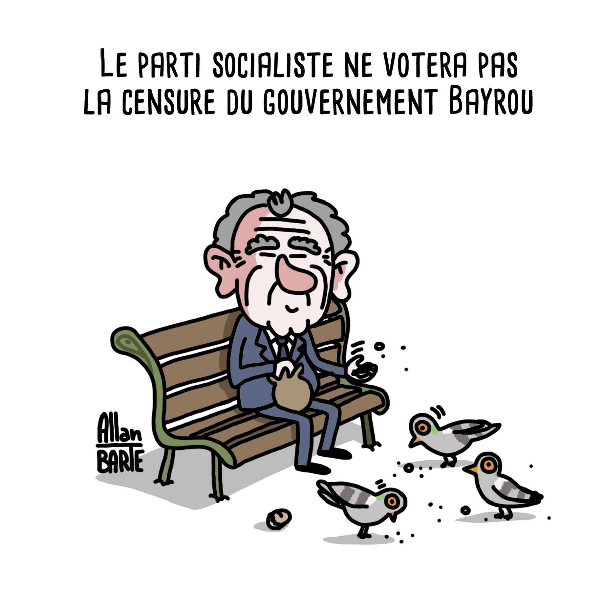 Titre : Le parti socialiste ne votera pas la censure du gouvernement Bayrou. #AssembleeNationale

Pour soutenir la lutte dessinée, engagée et indépendante :
▶️ ko-fi.com/allanbarte