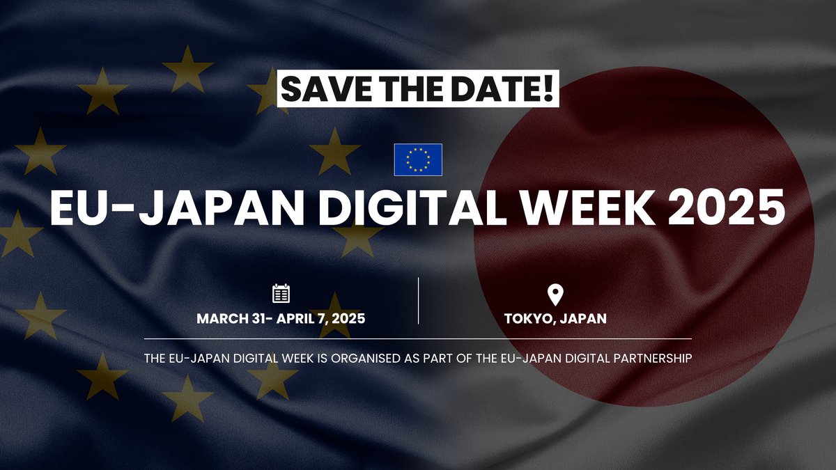 EU-Japan Digital Week 2025!

📅31 March – 7 April 2025
📍Tokyo, Japan

The EU-Japan Digital Week will unite key stakeholders from the EU and Japan to address key priorities in 6G, Data Spaces, Smart Connectivity and Computing, and Trustworthy AI.

👉More: inpacehub.eu/eu-japan-digit…