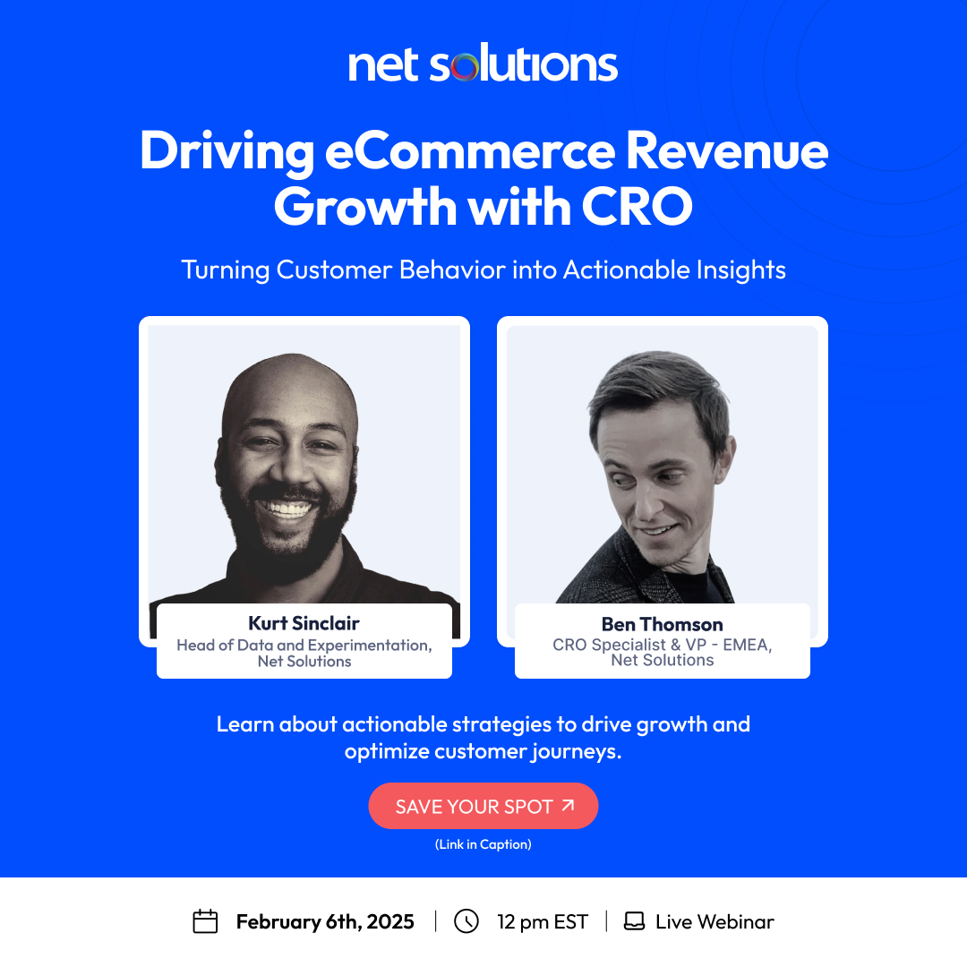 netsolutions's tweet photo. Want more eCommerce revenue? 
Join Kurt Sinclair &amp; Ben Thomson to discover data-backed CRO strategies for lead generation and higher conversions. 
Don’t miss out on these proven tactics to boost your bottom line. 
Save your Spot here (link attached)
https://t.co/gnF7PwWVeF https://t.co/LRKYCxc60X