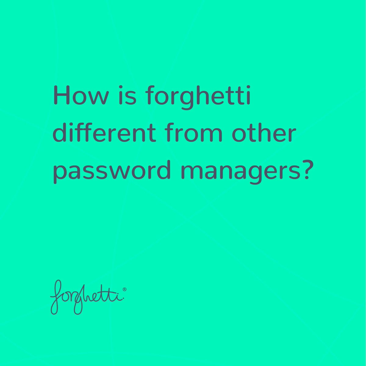 ForghettiApp's tweet photo. How is forghetti different from other password managers?

1. We don't store your passwords
2. You create and use.your own unique doodle to generate your password (there is no master password)
3. We have secure password sharing!

#passwordmanager #passwords #cybersecurity https://t.co/XEKZf8Ejq9
