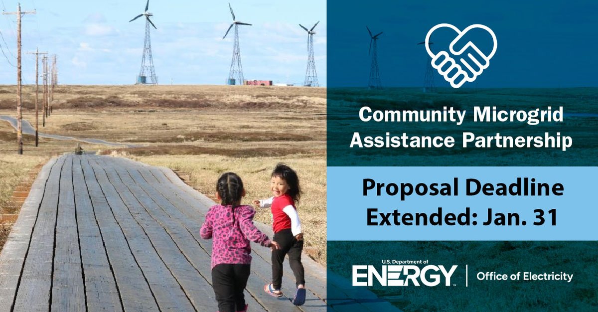 DEADLINE REMINDER ⚠️ Requests for Proposals for <a href="/DOEelectricity/">Office of Electricity | U.S. Department of Energy</a>'s innovative community microgrid projects are due Jan. 31. 

Funding is available for Native Tribes and communities in underserved/isolated areas of AK &amp; HI seeking greater energy resilience: bit.ly/49AbliS
