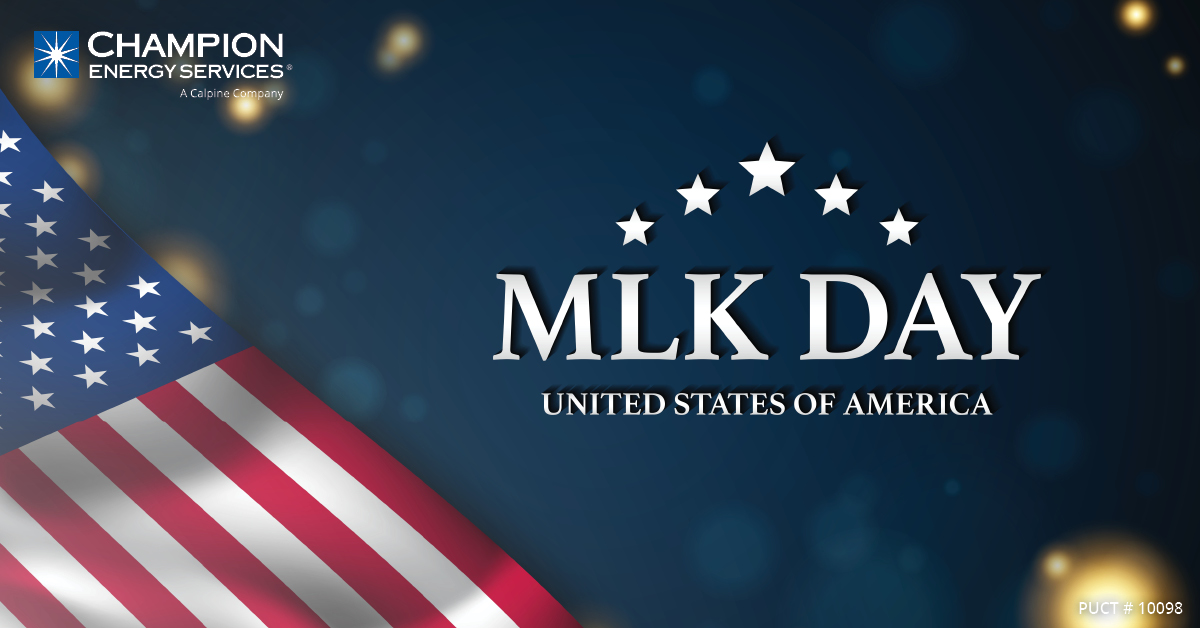 ChampionEnergy's tweet photo. It's Martin Luther King Jr. Day! Today we commemorate the life and work of one of the most influential leaders of the American civil rights movement. https://t.co/End5LnWDyn
