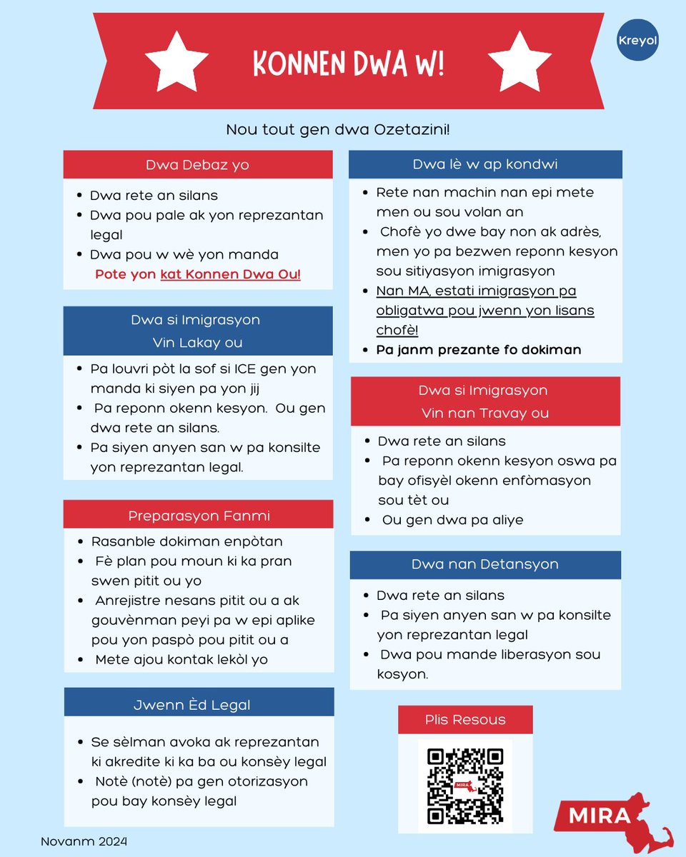 MIRACoalition's tweet image. Whether you’re a U.S. citizen, a green card holder, a student on a visa, or undocumented, you have legal rights!
Find out more information and resources on our website ➡️ bit.ly/KYRMIRA