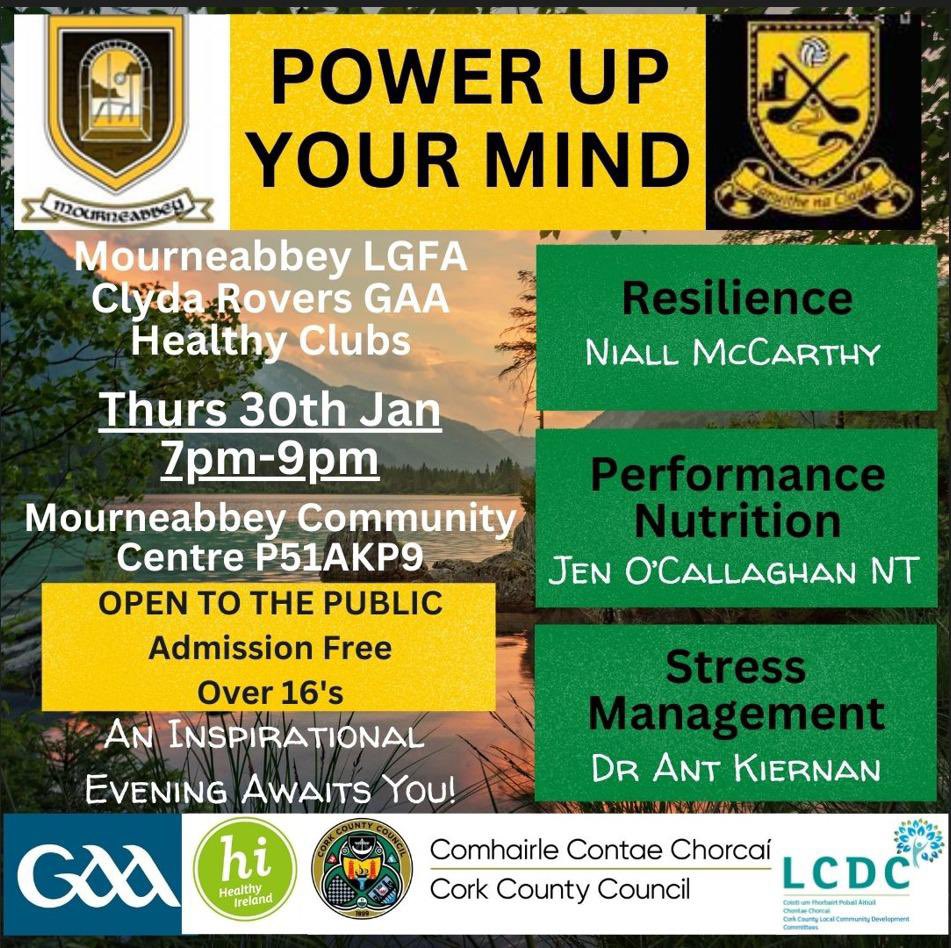 Details of upcoming event in conjunction with <a href="/ClydaMlfcHC/">Clyda-MLFC Healthy Clubs</a> &amp; <a href="/clydaroversgaa/">Clyda Rovers GAA</a> 

All over 16s welcome to attend!!