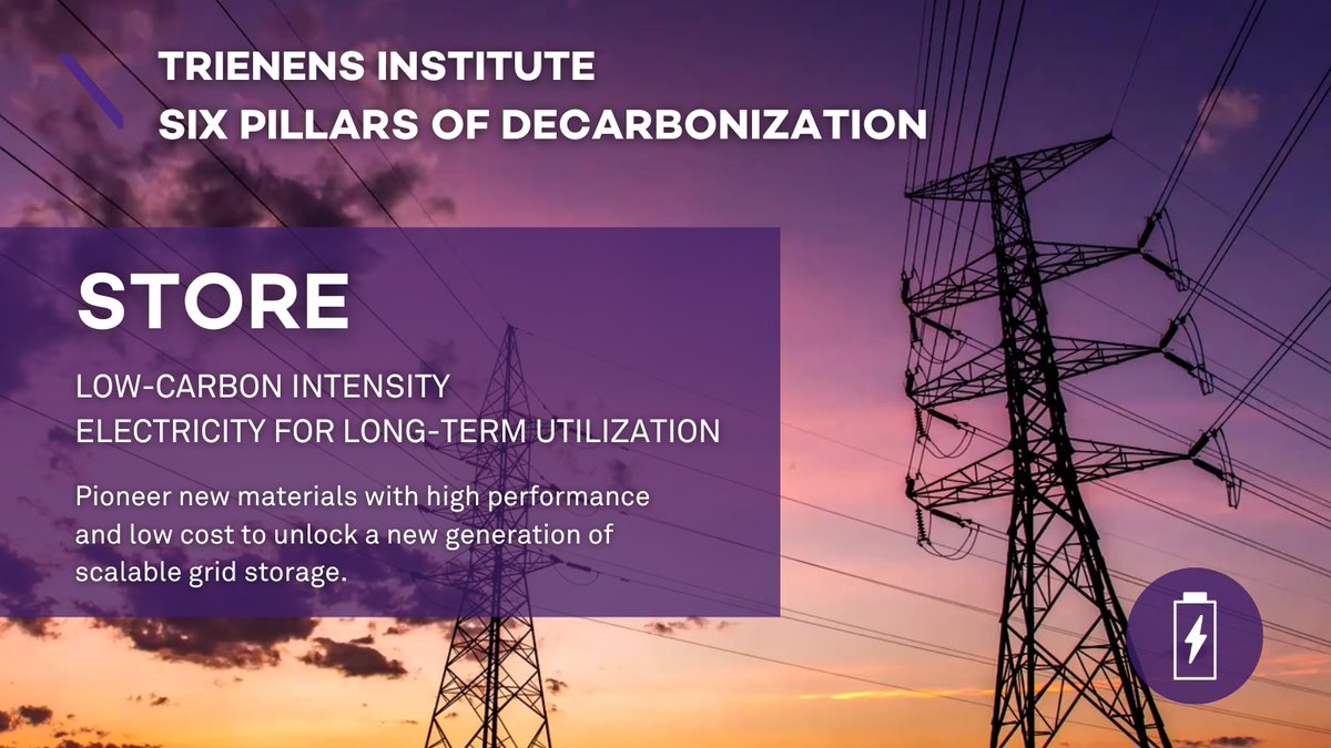 How quickly and widely can we accelerate the adoption of large-scale #energy storage technologies throughout the grid?

The Store Pillar, one of the <a href="/TrienensInst/">Trienens Institute for Sustainability and Energy</a> #SixPillarsofDecarbonization, aims to answer that question through research and partnerships: trienens-institute.northwestern.edu/news-events/ne…