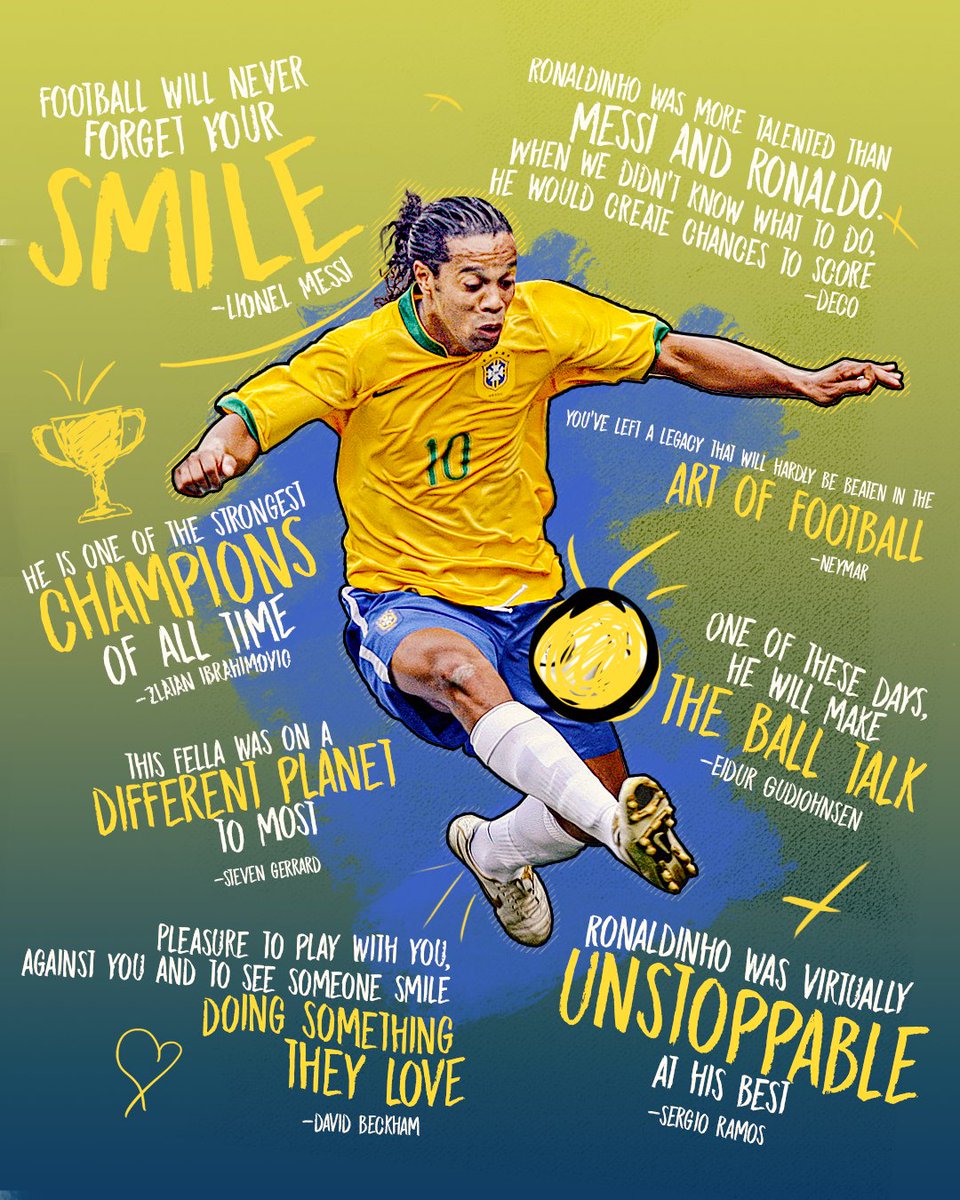 Seven years ago, Ronaldinho hung up his boots. 

Joga bonito forever 🤙🇧🇷