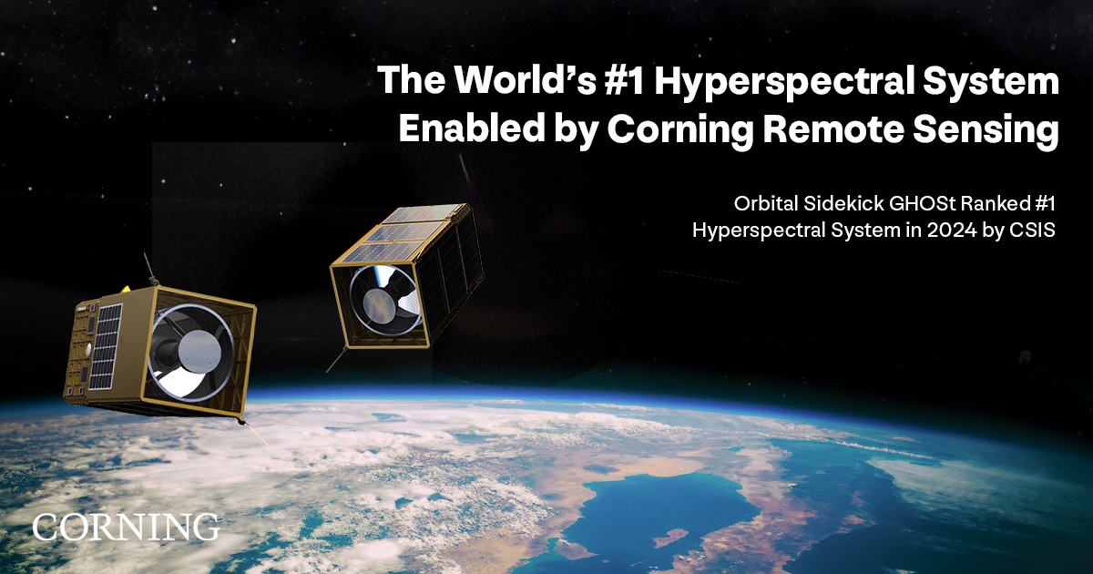 Corning Incorporated (@corning) on Twitter photo Powered by Corning technology, <a href="/OrbitalSidekick/">Orbital Sidekick</a>’s GHOSt satellite constellation was recently recognized as the top commercial space-based hyperspectral system! Learn more: ms.spr.ly/6013UBHSl. #SpaceTech #Hyperspectral #Aerospace Powered by Corning technology, <a href="/OrbitalSidekick/">Orbital Sidekick</a>’s GHOSt satellite constellation was recently recognized as the top commercial space-based hyperspectral system! Learn more: ms.spr.ly/6013UBHSl. #SpaceTech #Hyperspectral #Aerospace
