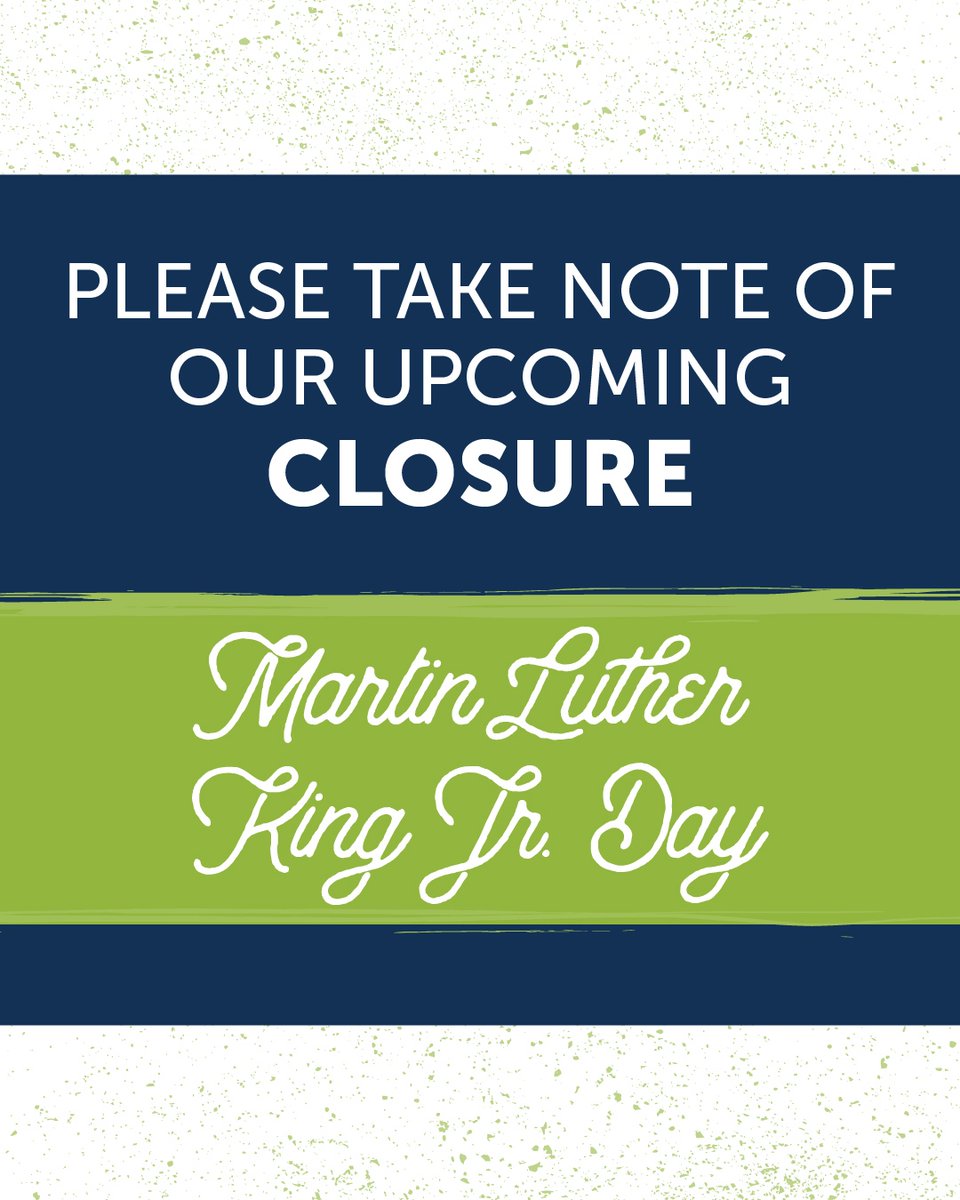 RGFCU's tweet photo. In observance of Martin Luther King Jr. Day, our branches will be closed on Monday, January 20. We’ll resume normal hours on Tuesday. Online and mobile banking are always available. #MLKDay #HolidayClosure https://t.co/PsTQFi1rnG