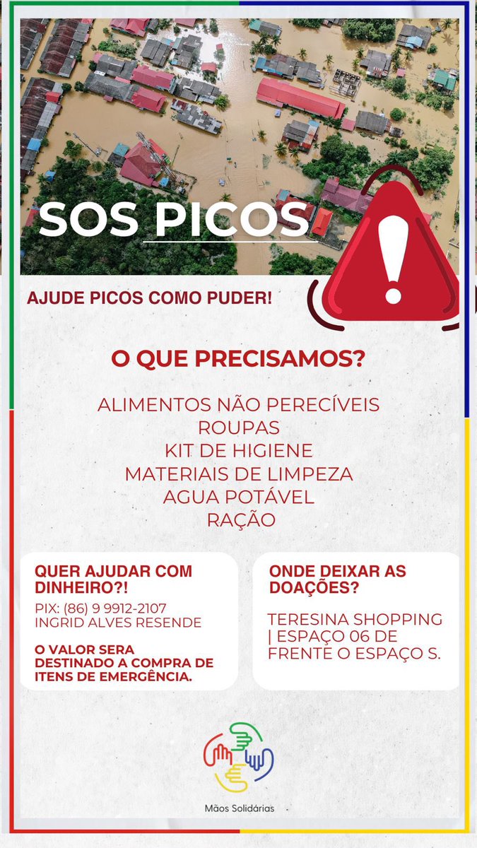 whindersson's tweet photo. ⚠️ A cidade de Picos-PI está precisando de ajuda!! ⚠️
A cidade alagou e agora muitas pessoas estão sem moradia e vão ter que começar do zero.. Esse são os espaços pra doação e contas confiáveis pra doar!! 🙏🏽 https://t.co/478eSUaevz