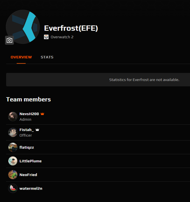 Freezer_33_'s tweet photo. Everfrost for OWCS Qualifier:  

Tank - @NevsH200
Dps - @FistahOW @Flatiqzz
Sup - @neofriedOW @LittlePlume_Ow @meloonOW https://t.co/W7qmxRZjEr