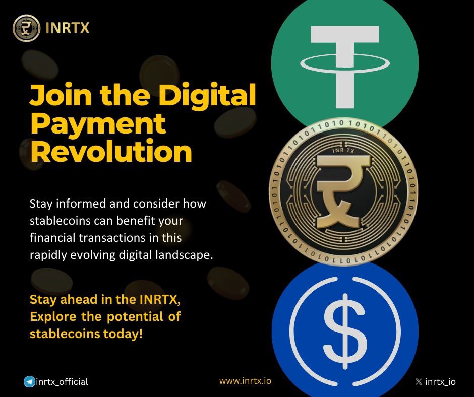 inrtx_io's tweet photo. 💡 From bridging traditional and #decentralized #finance to powering global commerce, stablecoins are driving innovation at every level. 

✨Stay ahead with INRTX, the INR-based stablecoin. Experience the future of digital #payments today.

📢Follow our social media for updates. Join our Telegram community to stay connected!