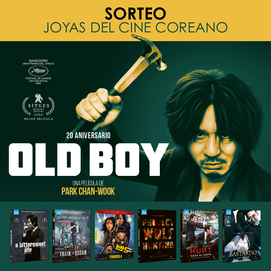 A Contracorriente (@acontrafilms) on Twitter photo 🔨⚡️Con motivo del reestreno en cines de OLD BOY (4K) de Park Chan-wook el 23 de enero, sorteamos 2 packs de 6 Blu-rays de algunas de nuestras joyas del cine coreano.
¿Quieres uno?
Sólo tienes que:
- Dar RT a esta publicación ❤️
- Seguir a <a href="/acontrafilms/">A Contracorriente</a> 🐙
Deadline: 30/1 🔨⚡️Con motivo del reestreno en cines de OLD BOY (4K) de Park Chan-wook el 23 de enero, sorteamos 2 packs de 6 Blu-rays de algunas de nuestras joyas del cine coreano.
¿Quieres uno?
Sólo tienes que:
- Dar RT a esta publicación ❤️
- Seguir a <a href="/acontrafilms/">A Contracorriente</a> 🐙
Deadline: 30/1