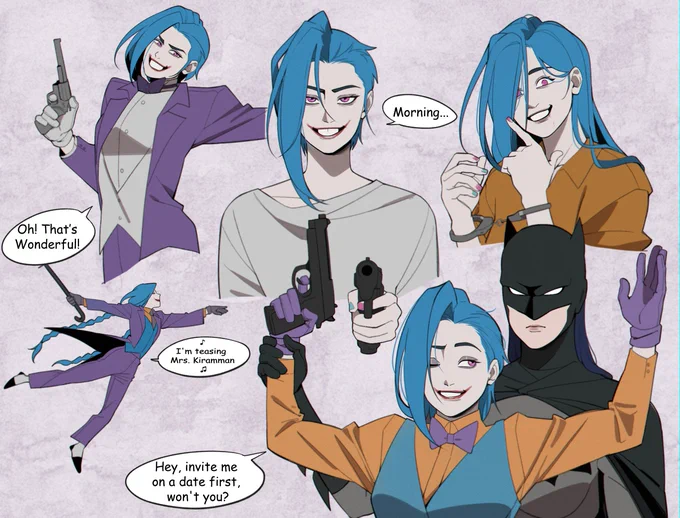 Crossover part 2?I chose Ezreal as Nightwing because in one of the LOL universes, he and Caitlyn are adventure partners who travel the world together.And that's Grayson as Alfred.#Arcane #Caitlyn #Jinx #LOL 