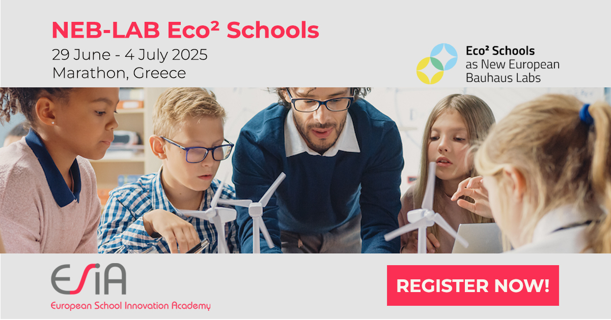 ESIA - European School Innovation Academy (@esia_eu) on Twitter photo 📣 NEB-LAB Eco² Schools - <a href="/eco2schools/">NEB|LAB ECO²-SCHOOLS</a>
📅 29 Jun - 4 Jul 2025, Marathon, Greece
👉REGISTER/Apply for Erasmus+ KA1 funding: esia.ea.gr/neb-lab-summer…
🔔🔔 DEADLINE for KA1 funding: 19 February 2025
#ESIA2025 #EducationalBuildings #NewEuropeanBauhaus #OpenSchooling #ClimateAction 📣 NEB-LAB Eco² Schools - <a href="/eco2schools/">NEB|LAB ECO²-SCHOOLS</a>
📅 29 Jun - 4 Jul 2025, Marathon, Greece
👉REGISTER/Apply for Erasmus+ KA1 funding: esia.ea.gr/neb-lab-summer…
🔔🔔 DEADLINE for KA1 funding: 19 February 2025
#ESIA2025 #EducationalBuildings #NewEuropeanBauhaus #OpenSchooling #ClimateAction