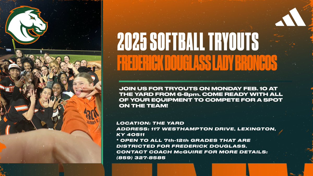 FDHS_softball's tweet photo. Interested in becoming a part of Lady Broncos softball?  Here’s your chance! #Horsepower #IBelieve #LetsRide @Coach_JMAC12 @CoachKevin333 @jbdulaney1980 @principaldiaz https://t.co/zPhZleb3s5