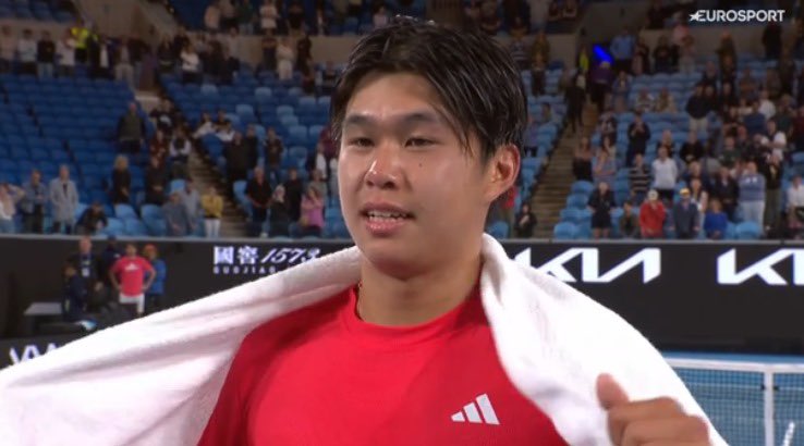 edgeAIapp's tweet photo. Learner Tien during the on-court interview: 

“Honestly in the 4 set I just had to pee so bad, I was trying to finish it up pretty quick and wanted to serve first in the 5th set”

“In the end it all worked out “ https://t.co/845KlF1FSE