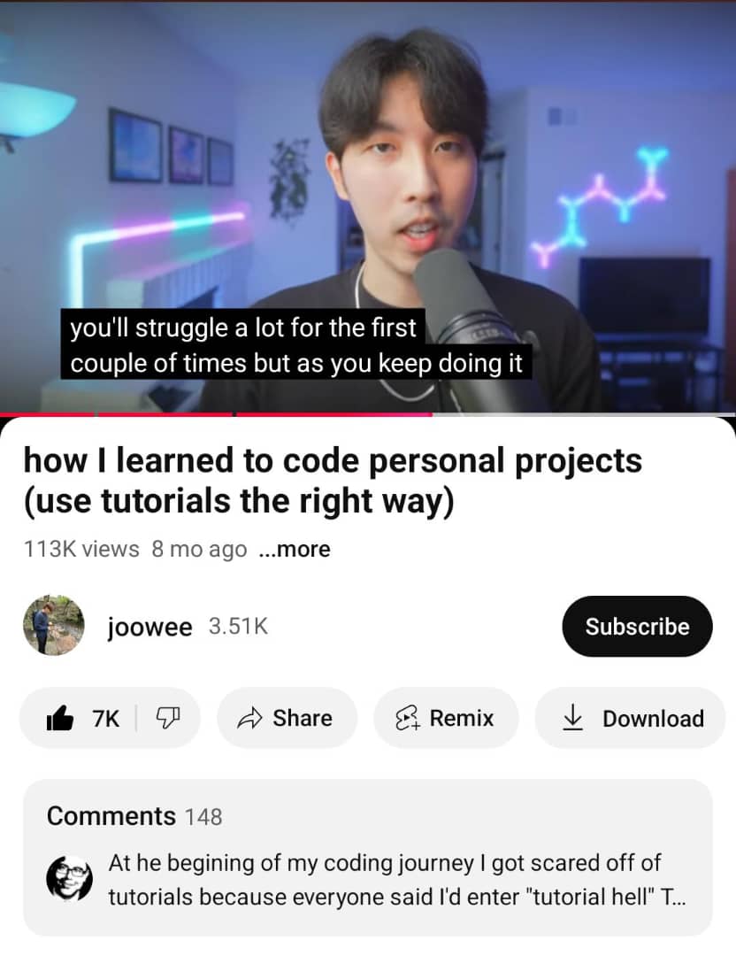 superSaiyanSkai's tweet image. I want you all to make the most out of the tutorial-based projects. I highly recommend watching this video to learn how to use tutorials effectively.
This year, you’re going to level up and achieve greatness! 💪🔥
Link in the comment