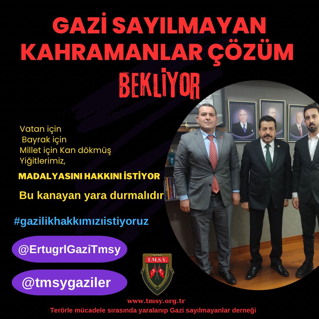 Bugün  <a href="/TBMMresmi/">TBMM</a> de <a href="/TmsyGaziler/">T.M.S.Y GAZİ SAYILMAYANLAR</a> başkanımız 
Sn.<a href="/ErtugrlGaziTmsy/">ERTUĞRUL GAZİ DEMİR</a> ve <a href="/TmsyGaziler/">T.M.S.Y GAZİ SAYILMAYANLAR</a> üyemiz
Sn.<a href="/Cihattuncer10/">Cihat Tunçer</a> birlikte <a href="/TBMMresmi/">TBMM</a> de <a href="/MHP_Bilgi/">MHP</a> MYK Üyesi ve Bursa milletvekili 
Sn.<a href="/fevzizirhlioglu/">Fevzi Zırhlıoğlu</a> ziyaret edilmişir.
Bu Ziyaret kapsamında Sayın <a href="/fevzizirhlioglu/">Fevzi Zırhlıoğlu</a> ile <a href="/TmsyGaziler/">T.M.S.Y GAZİ SAYILMAYANLAR</a>