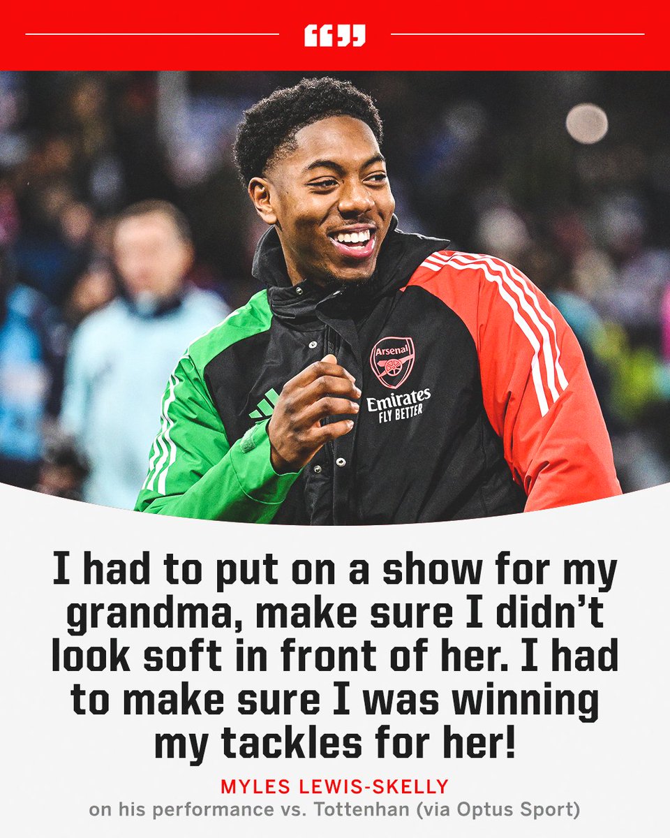ESPNUK's tweet photo. Myles Lewis-Skelly just wanted to impress his grandma whilst playing against Tottenham 😅 https://t.co/o60GamRJPY