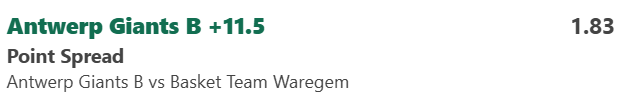 SecretBookie88's tweet photo. Basketball - Belgium Top Div 1
Antwerp Giants B vs Basket Team Waregem
1 Unit on Antwerp Giants B +11.5 @ 1.83 (5/6)
Bet365 https://t.co/ADdillOfWv