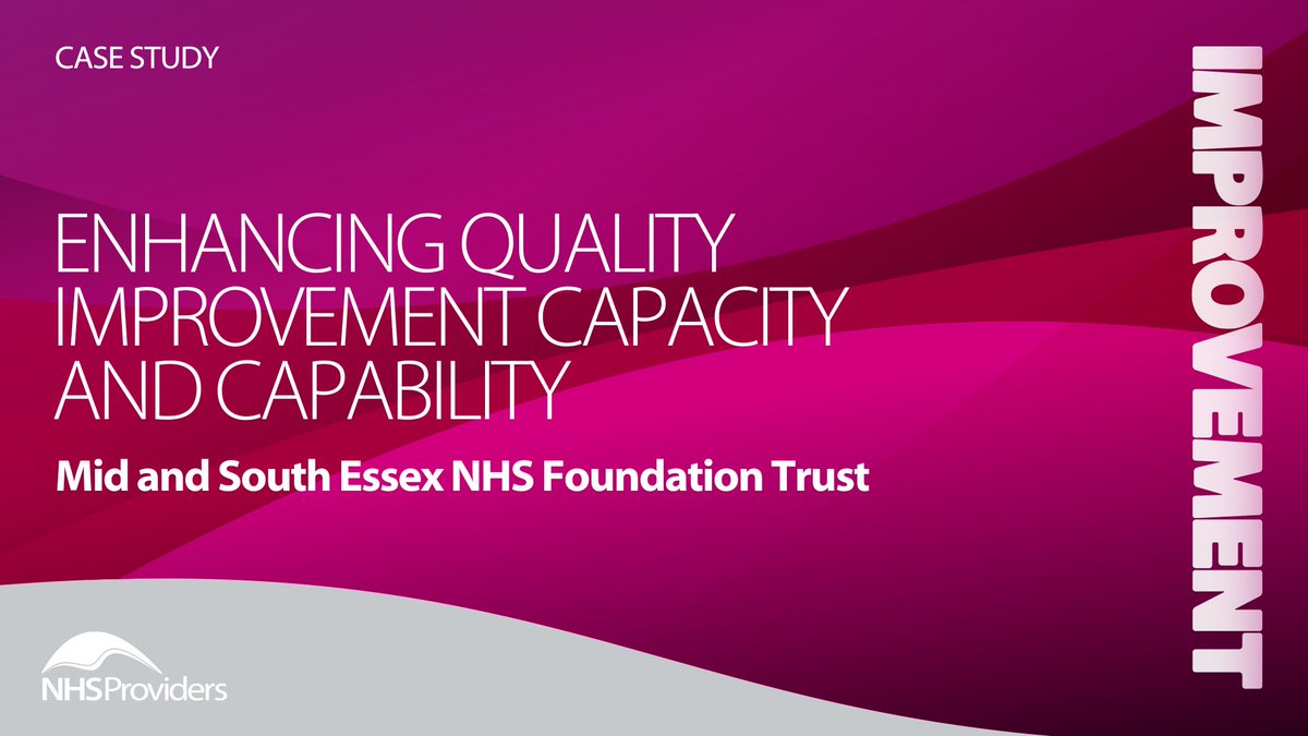 NHS Providers (@nhsproviders) on Twitter photo How has embedding #QualityImprovement approaches benefitted staff and patients at <a href="/MSEHospitals/">Mid and South Essex NHS Foundation Trust</a>?
☑️Stronger team relationships
☑️Reduction in length of stay for patients
☑️Improved staff morale.
Find out more in our new case study ⤵️
🔗 bit.ly/3PD18sF How has embedding #QualityImprovement approaches benefitted staff and patients at <a href="/MSEHospitals/">Mid and South Essex NHS Foundation Trust</a>?
☑️Stronger team relationships
☑️Reduction in length of stay for patients
☑️Improved staff morale.
Find out more in our new case study ⤵️
🔗 bit.ly/3PD18sF