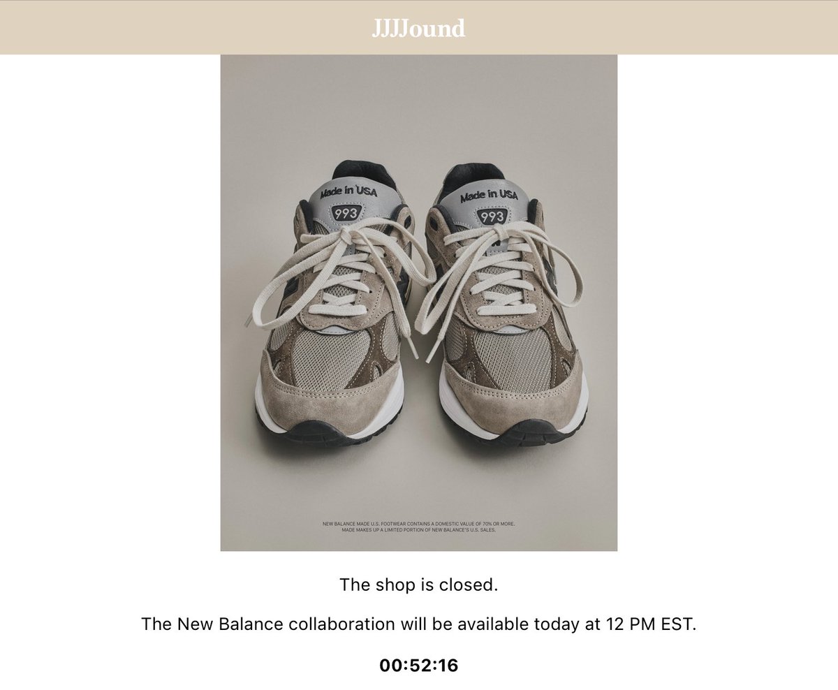 JJJJound × NEW BALANCE U993JJ & 990JD Mushroom / White 