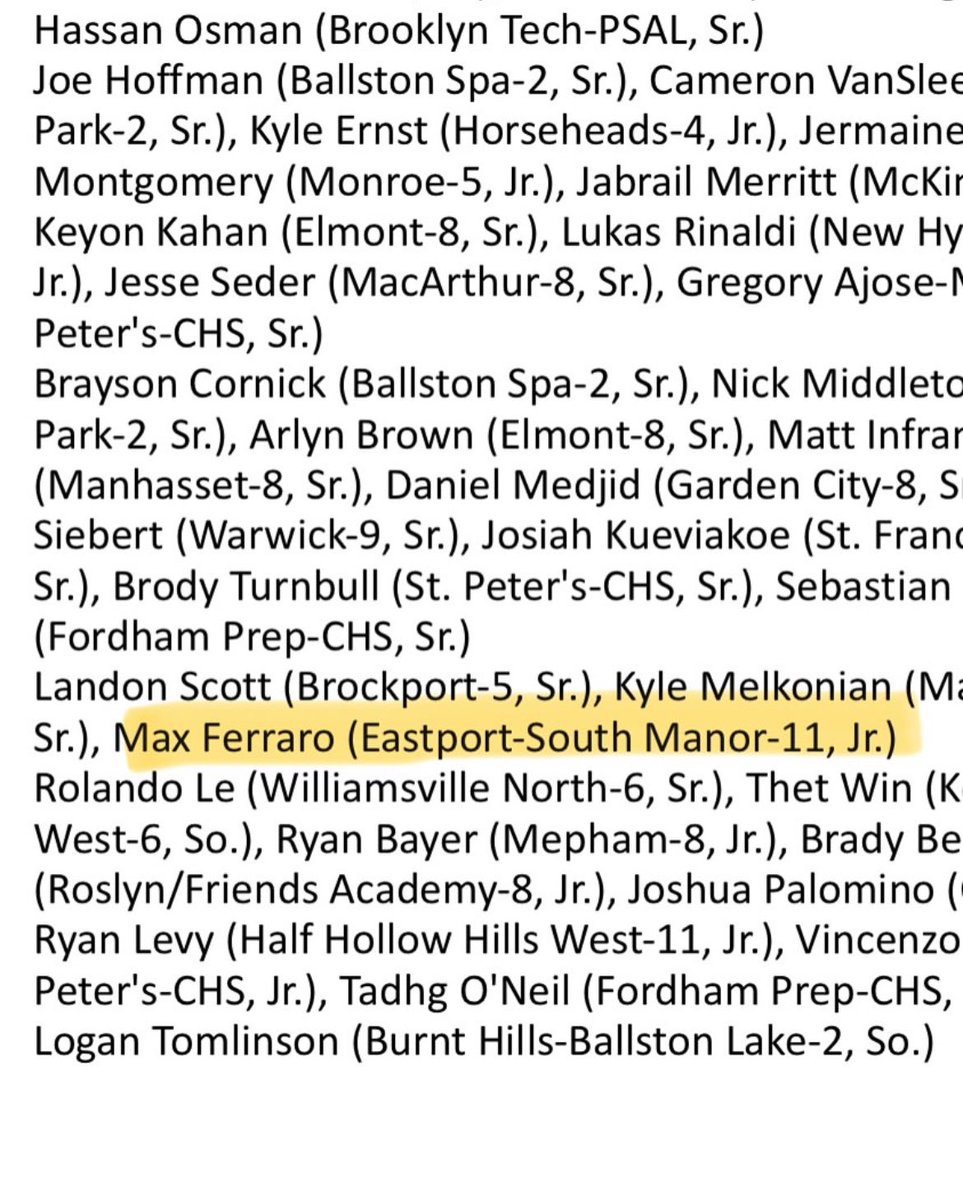 Massimo (@max10ferraro) on Twitter photo Beyond blessed to be named All State Honorable Mention. Thank you <a href="/nysswa/">NYSSWA</a> for the recognition! <a href="/gbuck40/">gbuck40</a> <a href="/EsmFootball24/">ESM Football</a> <a href="/LIBLITZ/">LI BLITZ</a> <a href="/NewsdayHSsports/">Newsday HS sports</a> <a href="/CoachJeffMonken/">Jeff Monken</a> <a href="/Coach_Worley/">Cody Worley</a> Beyond blessed to be named All State Honorable Mention. Thank you <a href="/nysswa/">NYSSWA</a> for the recognition! <a href="/gbuck40/">gbuck40</a> <a href="/EsmFootball24/">ESM Football</a> <a href="/LIBLITZ/">LI BLITZ</a> <a href="/NewsdayHSsports/">Newsday HS sports</a> <a href="/CoachJeffMonken/">Jeff Monken</a> <a href="/Coach_Worley/">Cody Worley</a>