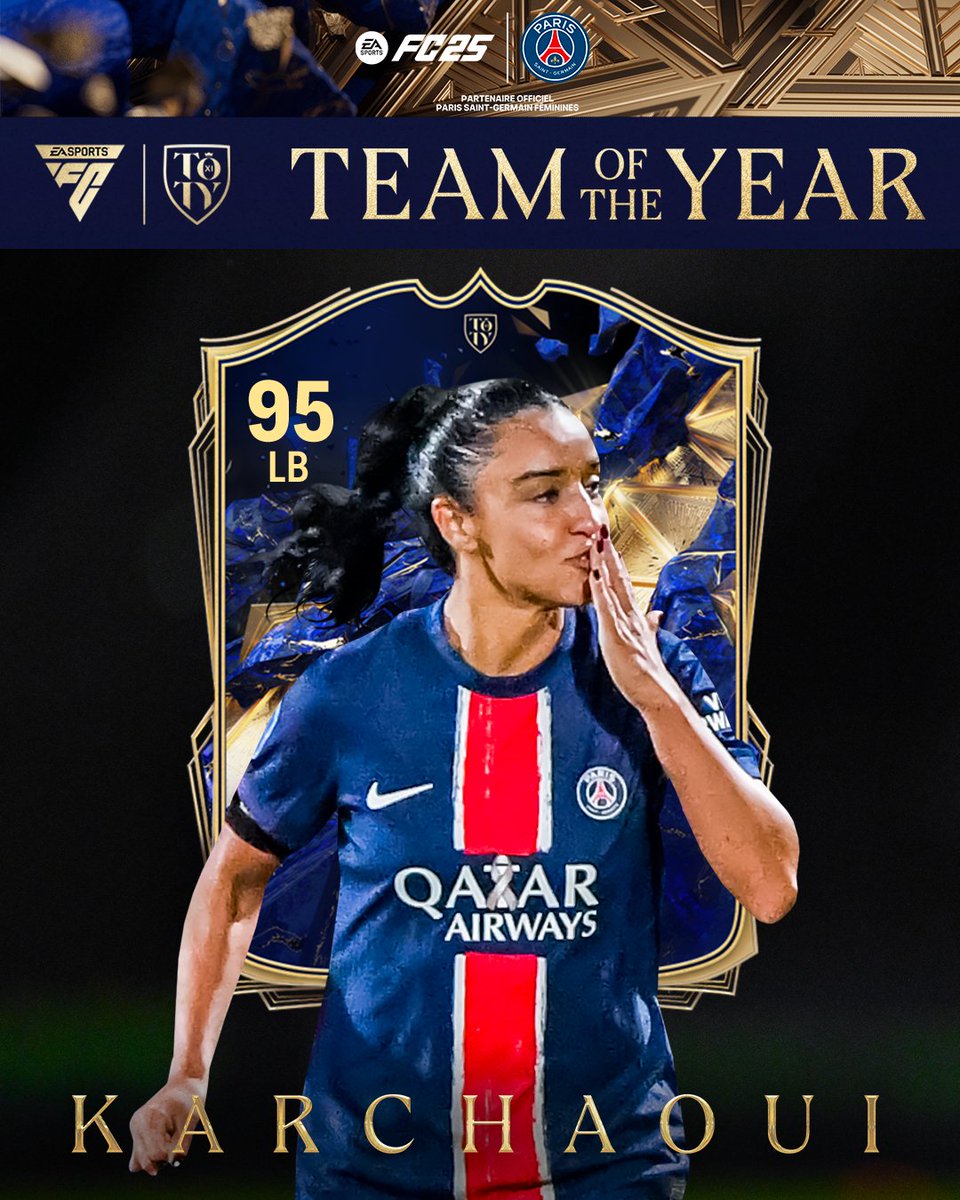 PSG_Feminines's tweet image. Un moteur sur le côté gauche ! 💨

Une année incroyable qui voit @SakinaKarchaoui intégrer l’Équipe de l’Année #FC25 🤩

#TOTY @easportsfcfr