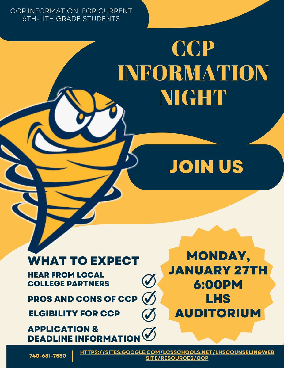 Join us on Monday, January 27th, at 6pm for our annual CCP information night!