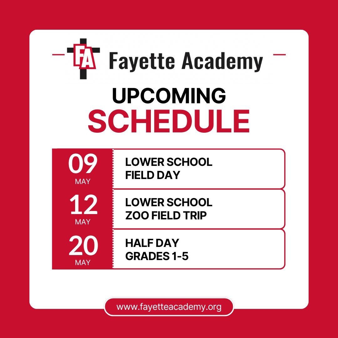Mark your calendars with these save the dates and updates from Fayette Academy!

#FAVikings #FAmily