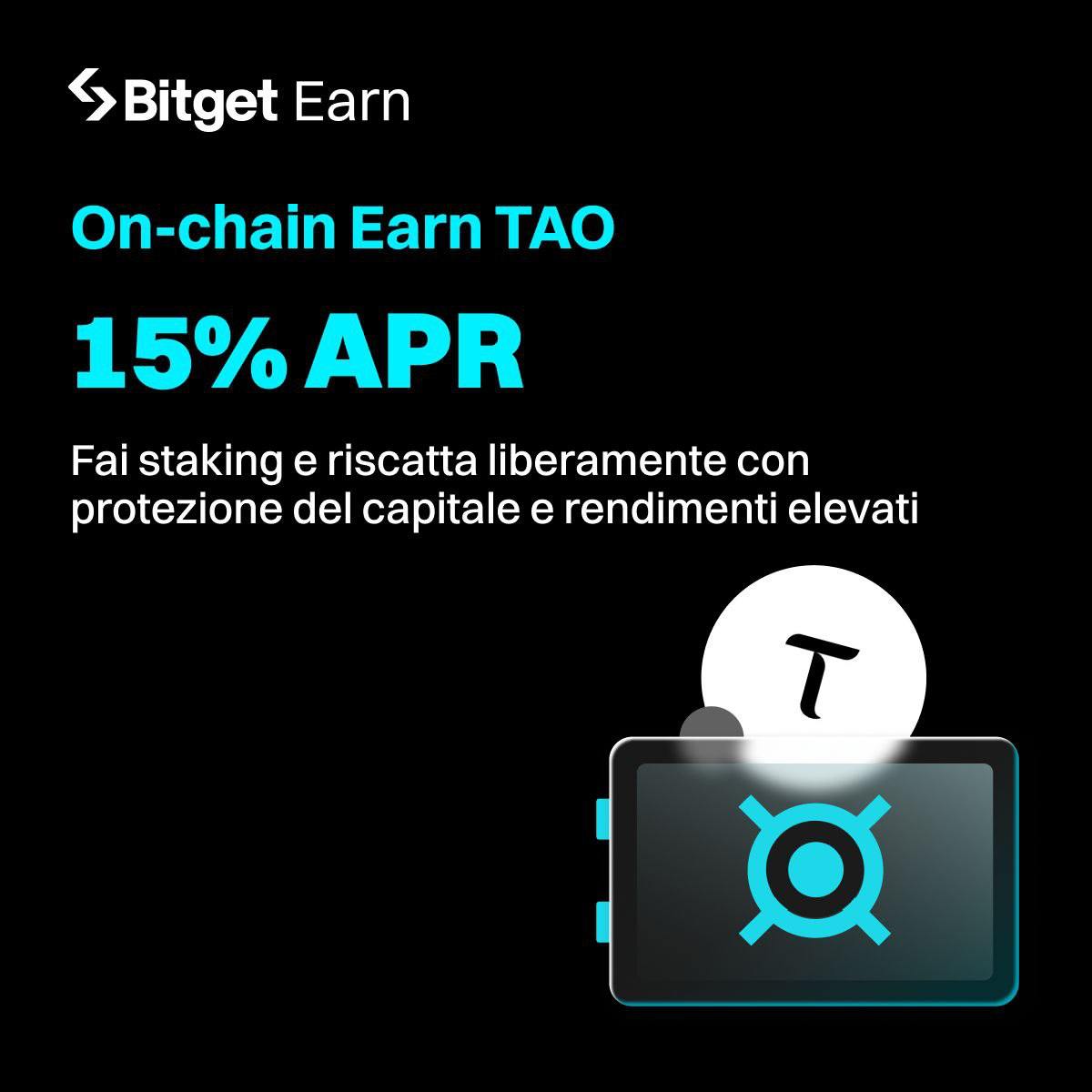 OfficinaDefi's tweet photo. Opportunità per gli holder di  $TAO: Fino al 15% di APR su @bg_in_italian. Bitget On-chain Earn è il primo a offrire lo staking di TAO la moneta legata all' intelligenza atificiale

Maggiori info qui 👇
https://t.co/cn8ZznpQ5Q

Iscriviti a Bitget qui
https://t.co/X9PSP78IqQ https://t.co/iRp9mTSYMI