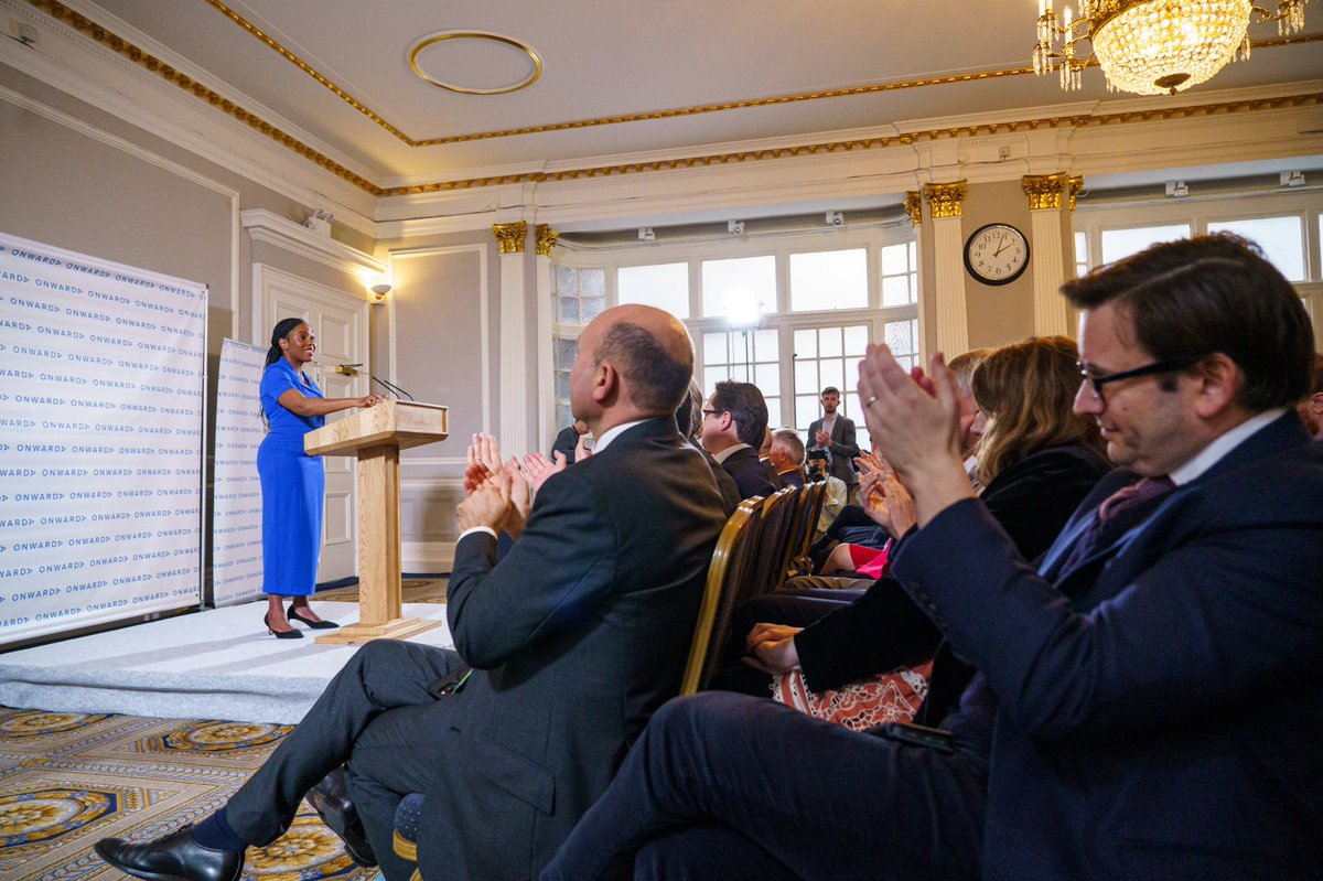 KemiBadenoch's tweet photo. The Conservative Party is changing.

We are under new leadership.

We are back in the service of the British people. And we are going to give you your country back.

Full link to my speech this afternoon here: https://t.co/S3FQ8yjP62 https://t.co/ZDeF5whVeW