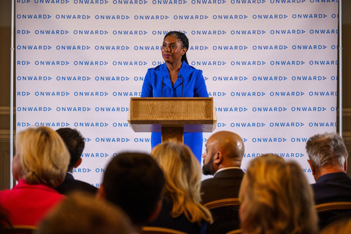 KemiBadenoch's tweet photo. The Conservative Party is changing.

We are under new leadership.

We are back in the service of the British people. And we are going to give you your country back.

Full link to my speech this afternoon here: https://t.co/S3FQ8yjP62 https://t.co/ZDeF5whVeW