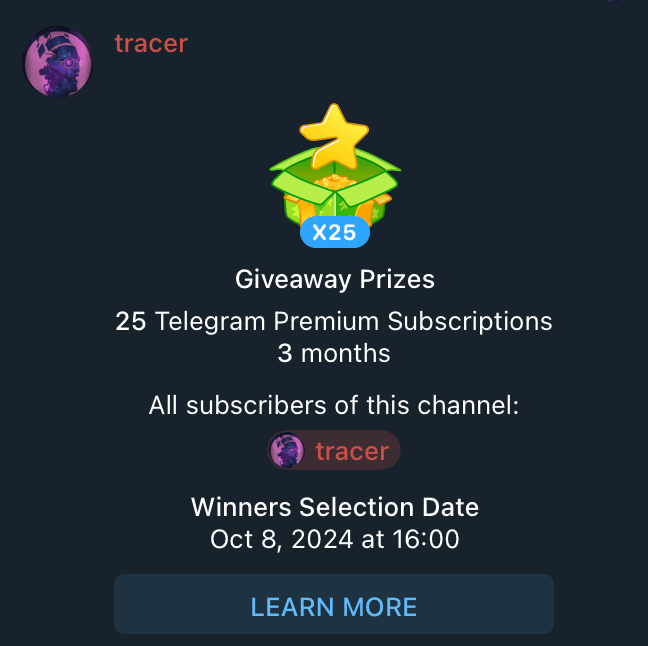I share all my calls and host $1,000+ giveaways in my TG    

Also I run $100 to $100,000 challenge inside

Make sure to subscribe, while it's still open for FREE!

Link: t.me/tracerAlpha