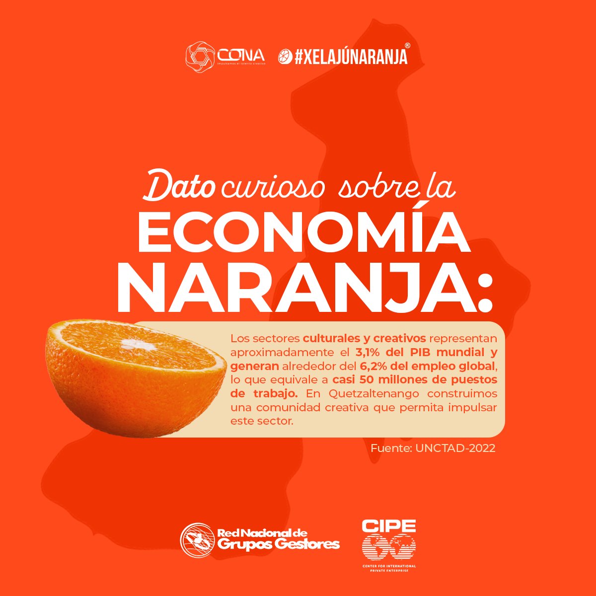 Según la Conferencia de las Naciones Unidas <a href="/ONU_es/">Naciones Unidas</a>  sobre Comercio y Desarrollo (<a href="/UNCTAD/">UN Trade and Development</a> - 2022), los sectores culturales y creativos generan casi 50 millones de puestos de trabajo a nivel mundial. 
¡El arte, la tecnología y la cultura están transformando economías! 🚀
 #SoyCONA