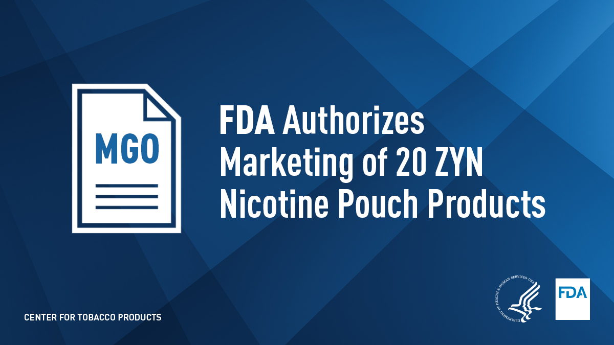 Today, FDA authorized the marketing of 20 ZYN nicotine pouch products through the premarket tobacco product application (PMTA) pathway following an extensive scientific review. fda.gov/news-events/pr…