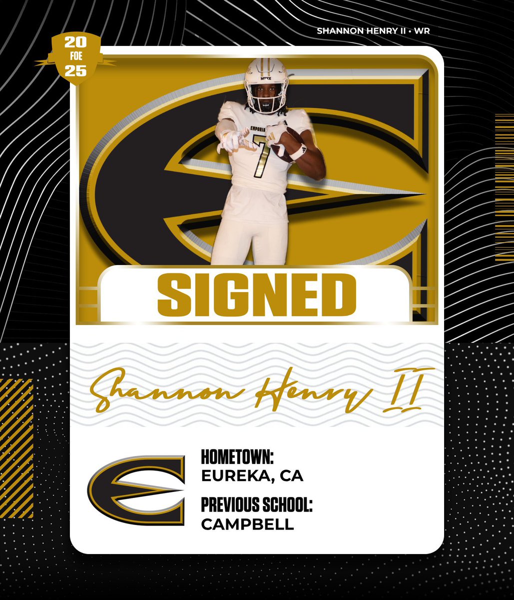 <a href="/ben_harris18/">Ben Harris</a> <a href="/landon_boss10/">Landon Boss</a> <a href="/CutterGreene/">CUTTER GREENE</a> <a href="/chaden_sullivan/">Chaden Sullivan</a> <a href="/ErikMccarty13/">Erik Mccarty</a> <a href="/GabeBooker16/">Gabe Booker</a> <a href="/marco810polo/">D’Marco Singleton</a> Welcome <a href="/ShannonHenryII1/">Shannon Henry II</a> to the FAMILY! 🧱 

6’4 | 210 WR ✔️ 
Eureka, CA📍 
Campbell University ➡️ ESU 🐝 

#StingersUp🐝 #StingSquad25