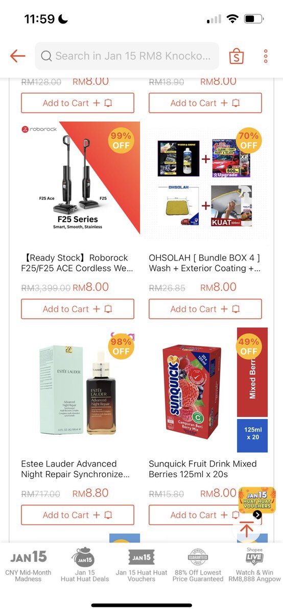 suhafarinordin's tweet photo. Nah sale jualan tahun baru cina rm8 sape cepat dia dapaaatt
 
All item RM8!!! 
https://t.co/tv8Zemyu9g

Ada vacuum, TV dan baaanyak lagi😱 Shopee
#ShopeeMYCreatorClub #ShopeeCNYSale #ShopeeCNY #shopeehaul #shopeemalaysia #ShopeeMY #Shopee https://t.co/A5hgd1KXAG