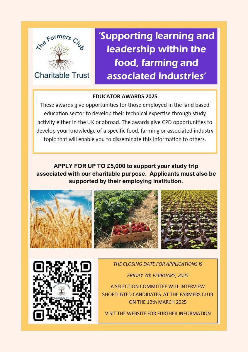 Have you applied for the Agricultural Educator Award yet? 📅 The deadline is just 3 weeks away, on February 7, 2025. 
⏳ Don't miss out! If you're uncertain about your eligibility, feel free to reach out. 📲 #AgEdAward #DeadlineApproaching #TheFCCT