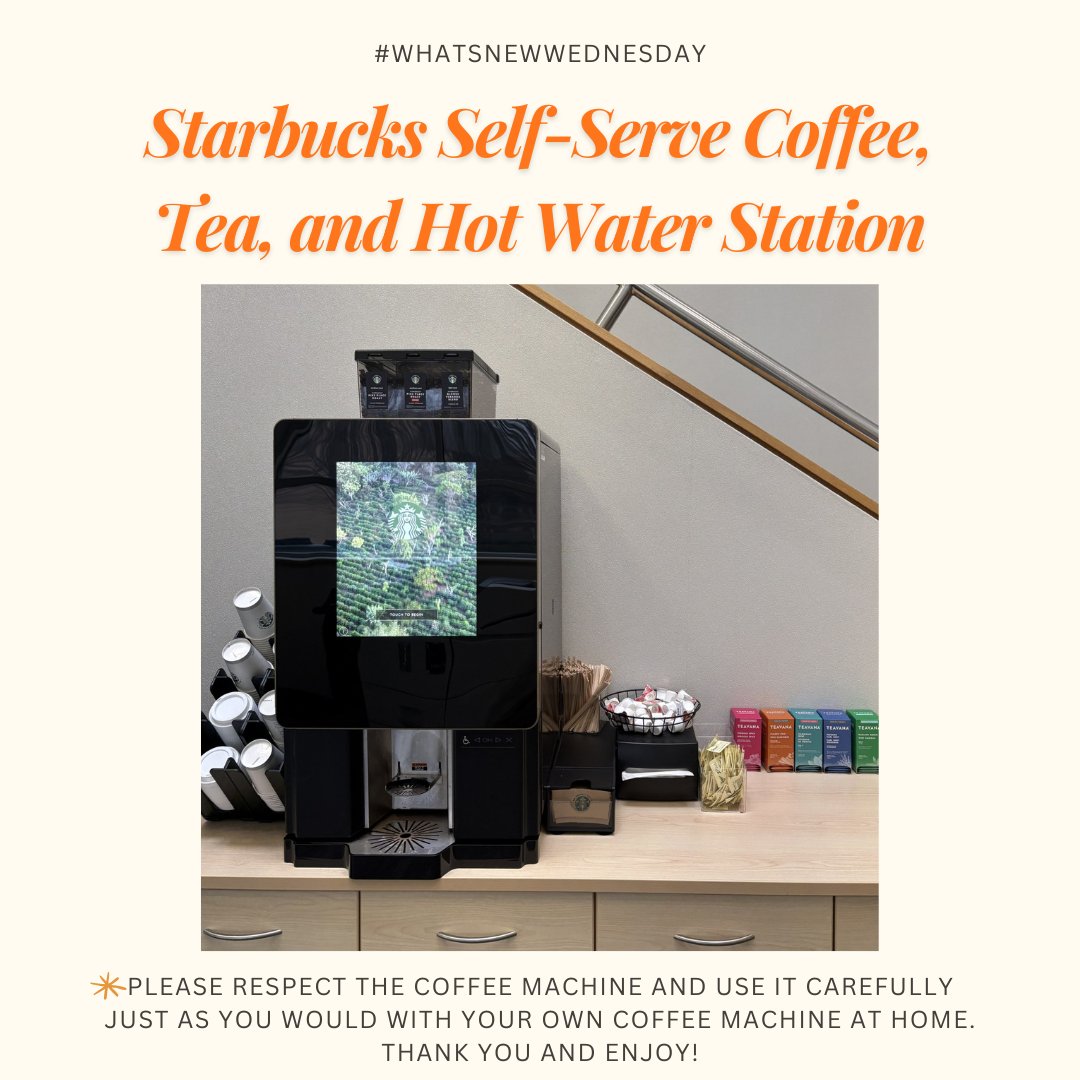 The Starbucks self-service coffee machine is up and running here in the Franco library! The machine is free to use and easy to operate. We ask that patrons PLEASE respect the coffee machine and use it carefully just as you would with your own coffee machine at home. Thank you!