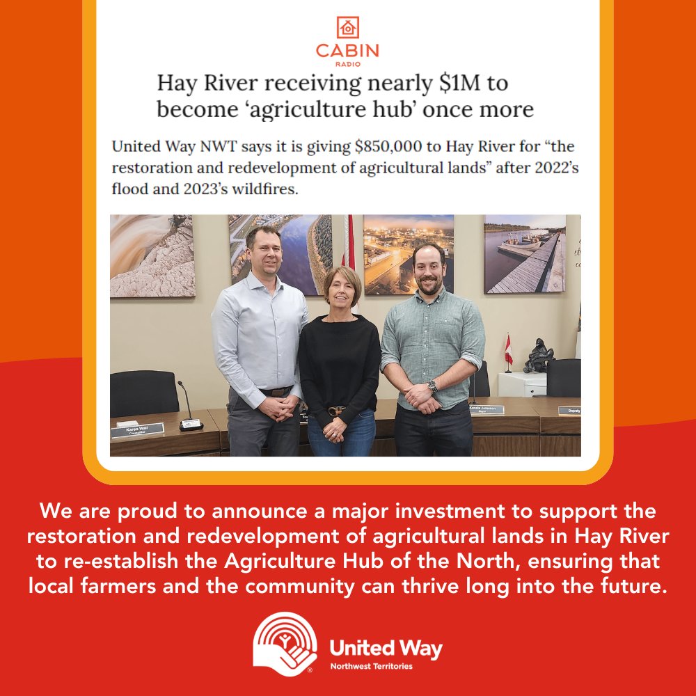 🌟 As part of our new wildfire recovery and emergency preparedness program, United Way NWT will be investing $850,000 to support the restoration and redevelopment of agricultural lands in Hay River.

Learn more: nwt.unitedway.ca/funding-progra…