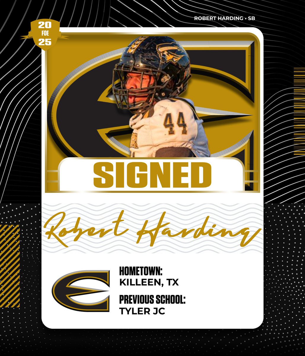 ESU Hornet Football (@esuhornetsfb) on Twitter photo <a href="/ben_harris18/">Ben Harris</a> <a href="/landon_boss10/">Landon Boss</a> <a href="/CutterGreene/">CUTTER GREENE</a> <a href="/chaden_sullivan/">Chaden Sullivan</a> <a href="/ErikMccarty13/">Erik Mccarty</a> <a href="/GabeBooker16/">Gabe Booker</a> <a href="/marco810polo/">D’Marco Singleton</a> <a href="/ShannonHenryII1/">Shannon Henry II</a> <a href="/_carsonsippel/">Carson Sippel</a> <a href="/gabe_roland1/">Gabe</a> Welcome <a href="/Jaxkboylee/">Robert Harding</a> to the FAMILY! 🧱
6’4 | 245 SB ✔️
Killeen, TX📍
Tyler JC ➡️ ESU 🐝
#StingersUp🐝 #StingSquad25 <a href="/ben_harris18/">Ben Harris</a> <a href="/landon_boss10/">Landon Boss</a> <a href="/CutterGreene/">CUTTER GREENE</a> <a href="/chaden_sullivan/">Chaden Sullivan</a> <a href="/ErikMccarty13/">Erik Mccarty</a> <a href="/GabeBooker16/">Gabe Booker</a> <a href="/marco810polo/">D’Marco Singleton</a> <a href="/ShannonHenryII1/">Shannon Henry II</a> <a href="/_carsonsippel/">Carson Sippel</a> <a href="/gabe_roland1/">Gabe</a> Welcome <a href="/Jaxkboylee/">Robert Harding</a> to the FAMILY! 🧱
6’4 | 245 SB ✔️
Killeen, TX📍
Tyler JC ➡️ ESU 🐝
#StingersUp🐝 #StingSquad25