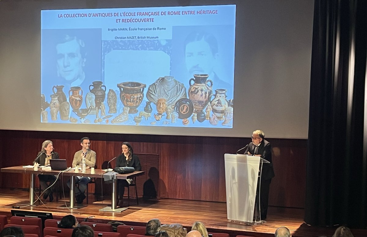 GillesPecout's tweet photo. L'Ecole de Rome (EfR) au coeur d'une diplomatie méditerranéenne des savoirs
Ouverture du cycle d'Archéologie et d'histoire de la Bibliothèque nationale (PHS) autour de l'EfR dont on commémore les 150 ans.Merci à sa directrice,Brigitte Marin et à Christian Mazet du British Museum. https://t.co/Dbj0AX7kky