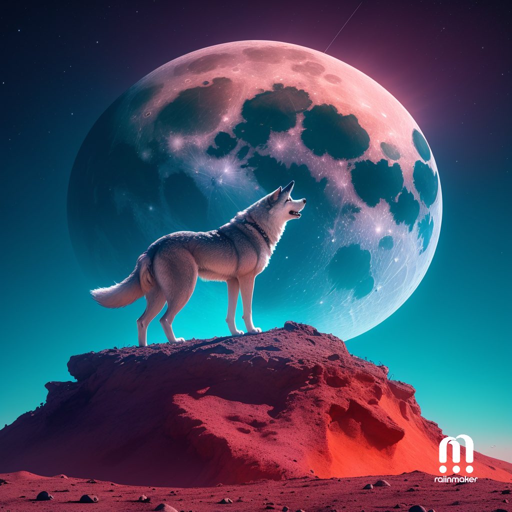 DanCots's tweet photo. My first try at the WolfMoon contest generated with AI on ⁦@Raiinmakerapp⁩  😁 https://t.co/N3fUIIrdS6