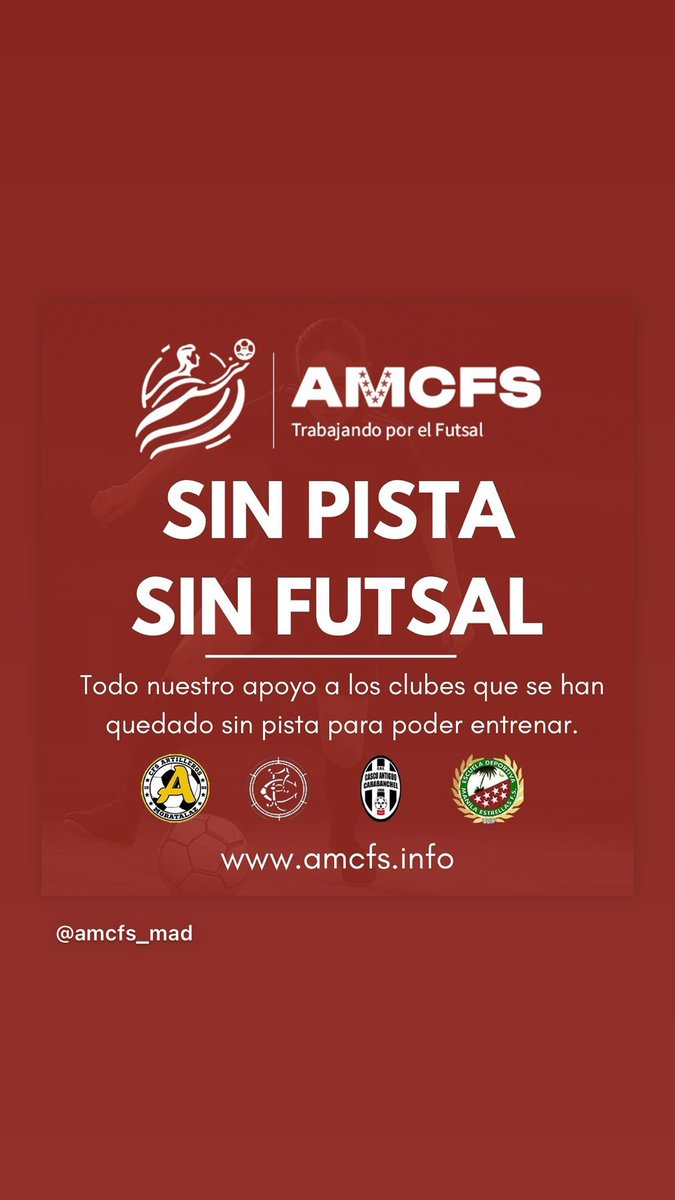 [NOTICIA]

Hacemos un llamamiento a todas las instituciones de la <a href="/RFFM_oficial/">RFFM</a> ayuntamiento y <a href="/ComunidadMadrid/">Comunidad de Madrid</a> para llegar a una rápida solución que nos permita volver a la normalidad.

#SinLosClubesElBalónNoRueda