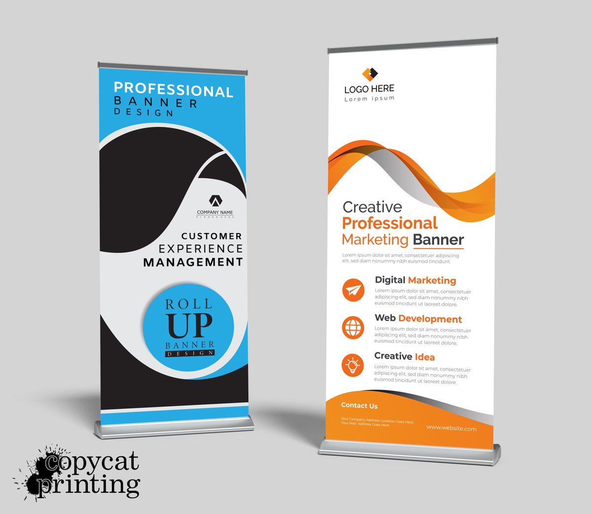 Retractable Banners are an easy way to catch customer's attention. Use at tradeshows, markets, your lobby, and more! They transport and setup easily.
Let Copycat Printing design you a professional retractable banner to fit your needs.
Info@kearneycopycat.com - 308-237-4677 - 2...