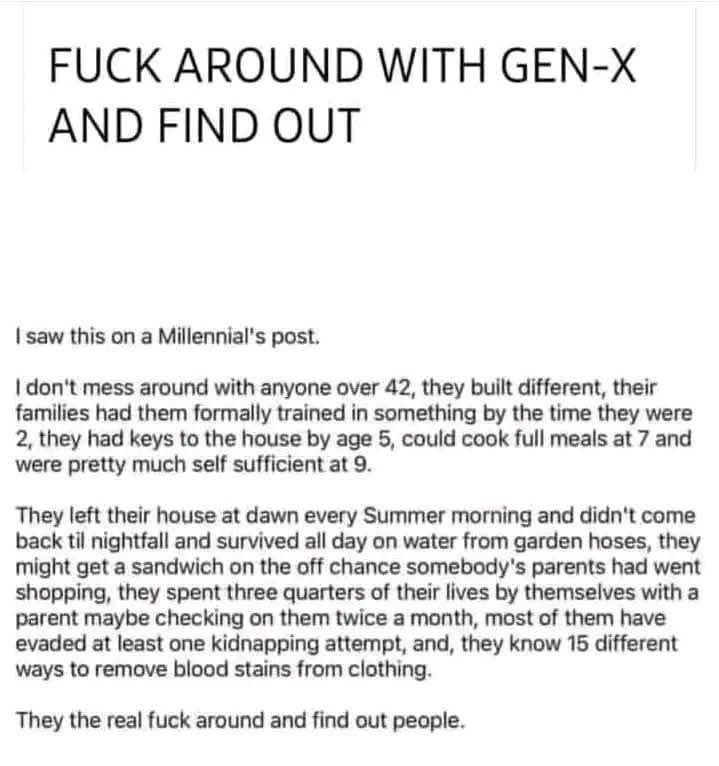 EJM1978's tweet image. As a person of a certain age that falls within this ‘gen’ it made me laugh out loud so had to share….. #wetherealdeal #genxrock